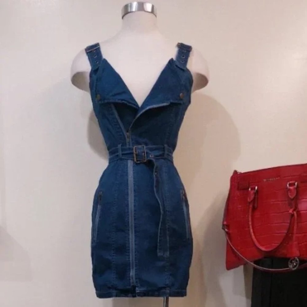π₯HOT ITEMπ₯ Dolls Kill Belted Denim Moto Dress Dolls Kill - Picture 2 of 11